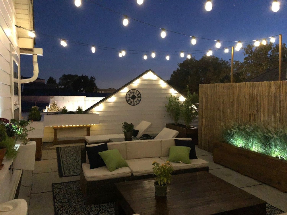 Brightech Ambience Pro Solar Powered Outdoor String Lights -27 Ft Commercial Gra