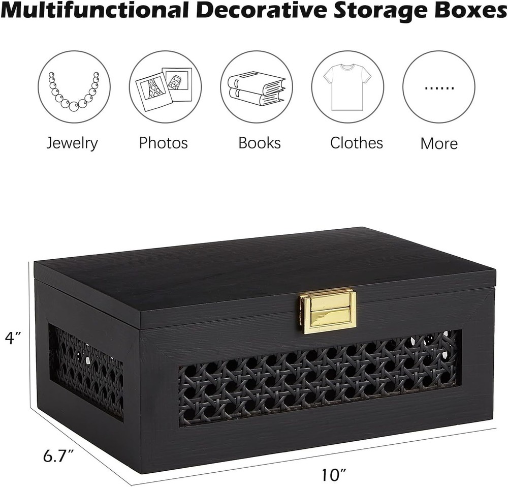 Rustic Pine Wood Keepsake Box Organizer
