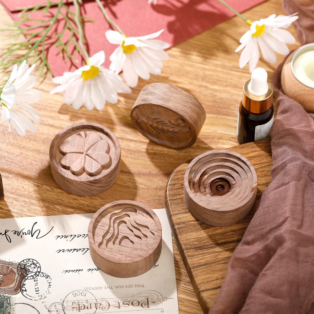 Zhehao 4 Packs Wood Essential Oil Diffuser Small Passive Diffusers Brown