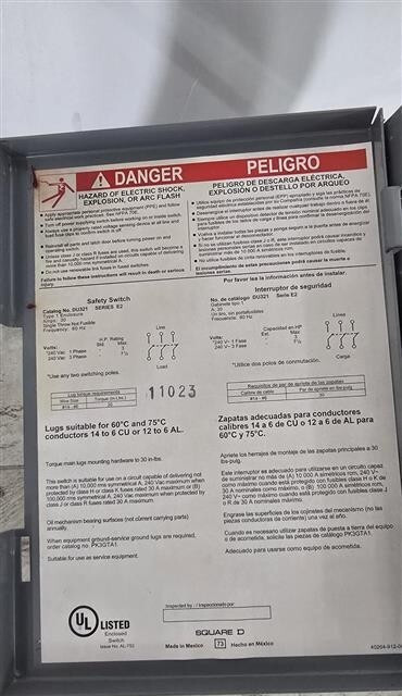 Square D DU321 General Duty Safety Switch