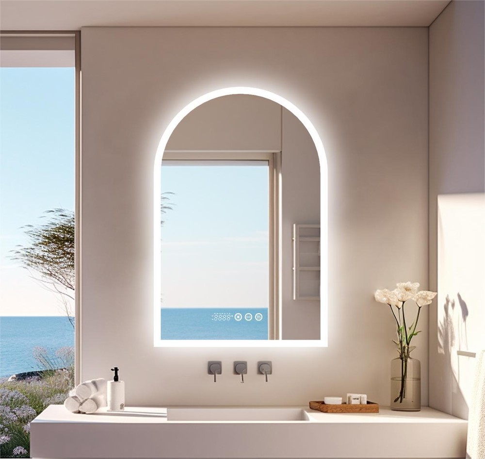 Arched LED Bathroom Mirror for Wall Backlight Antifog Vanity Mirror Waterproof