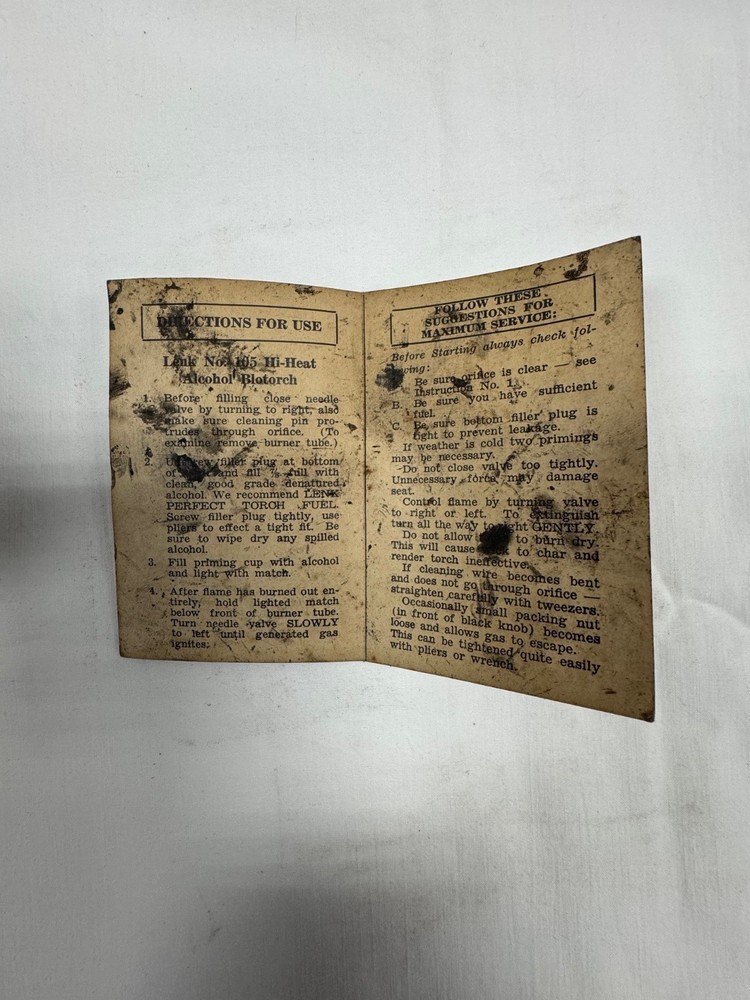Vintage Lenk Alcohol Blotorch