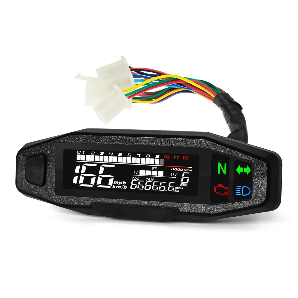 Motorcycle Gauge LCD/Digital Speedometer Odometer Tachometer With Sensor Bracket