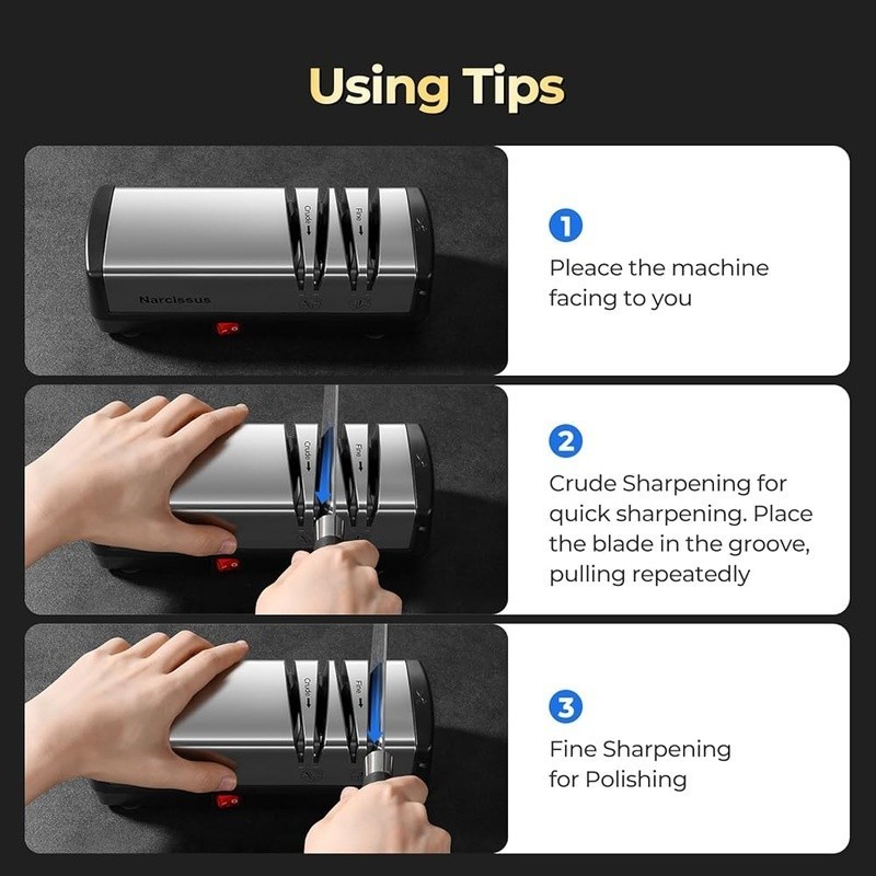 Professional Electric Knife Sharpener 3-in-1 Diamond Tool Kitchen Scissors New