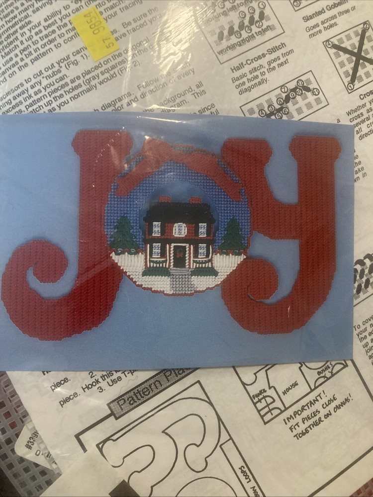 Twin Flames Plastic Canvas “Joy” Wall Hanging