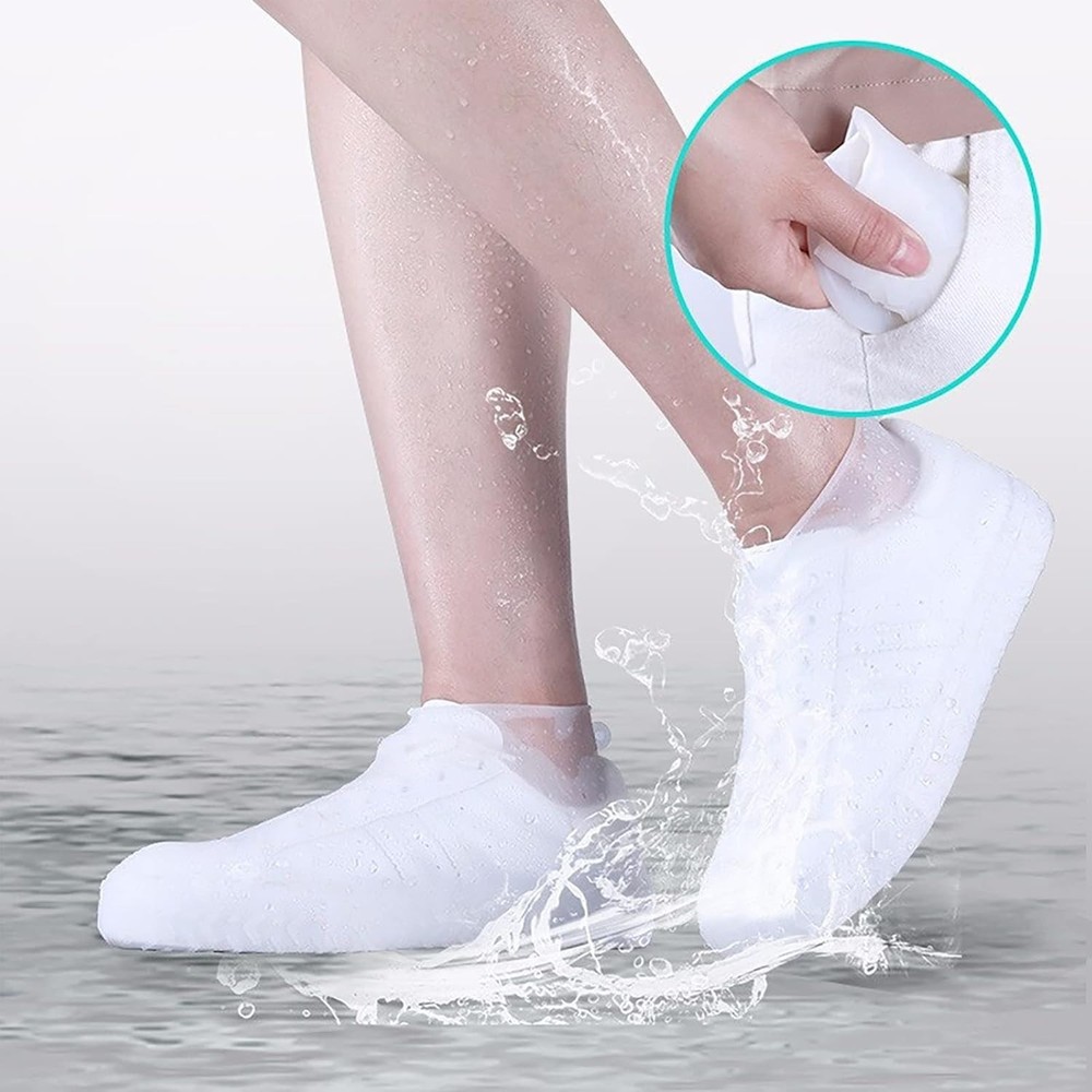 Waterproof Shoe Silicone Covers UNISEX (LARGE/WHITE)