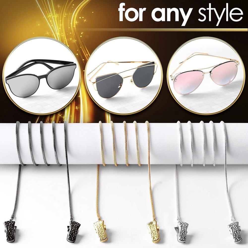 Secure Eyeglasses Strap Holder - Alligator Clasps Included