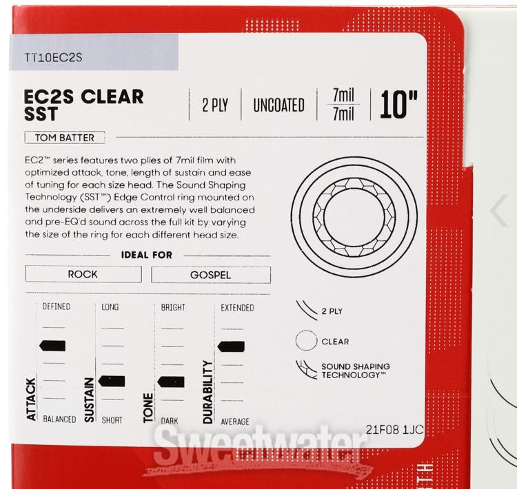 Evans EC2 Drumhead - 10" - Clear