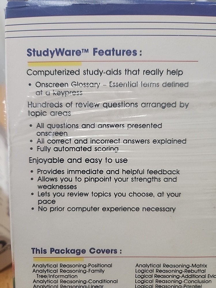 Vintage Cliff Notes LSAT Prep Guide Study Ware Computer Software For IBM PC, XT