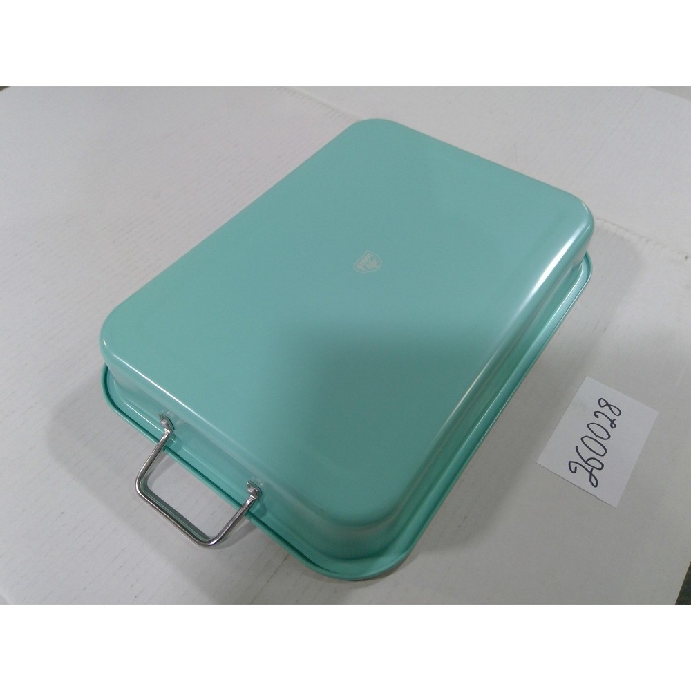 GreenLife Ceramic Nonstick Roasting Pan with Rack Turquoise Large Excellent