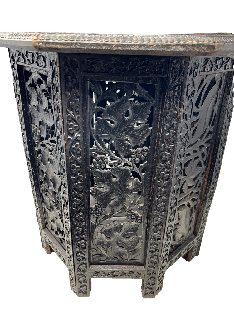 Antique Hand Carved Sheesham Octagon Folding Table