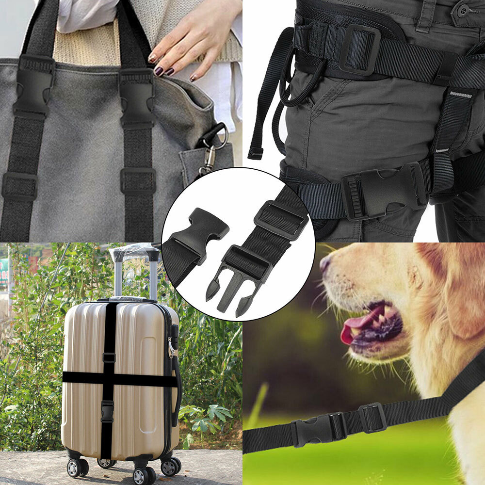 1Inch Black Nylon Webbing Strap Kit With 10PC Plastic Buckle + 10PC Side Release