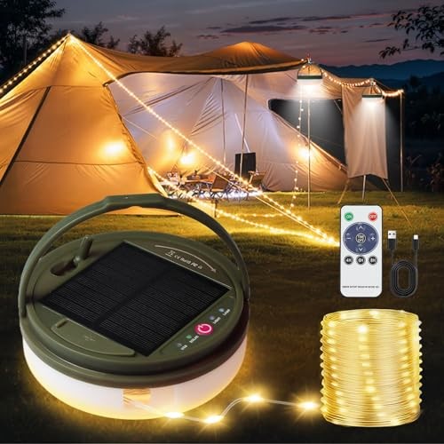 Solar Camping String Lights, 39.4FT Portable Waterproof Camping Light 1 Pack