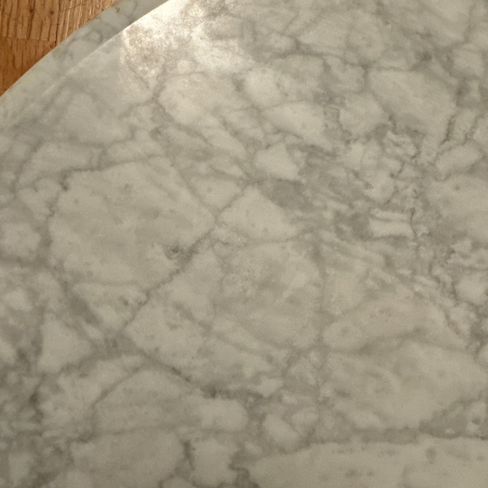 Vintage Solid Replacement 24” Marble Table Top (Italy) White & Gray Veining