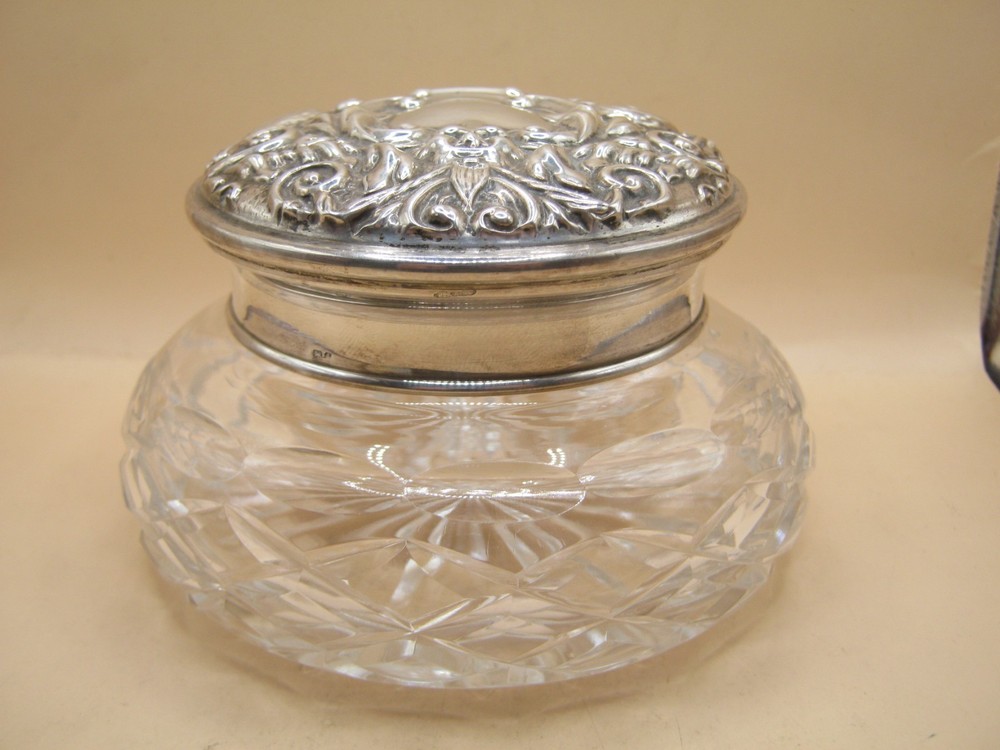 Birmingham 1977 Sterling Silver Mirrored Powder Jar - Large Example