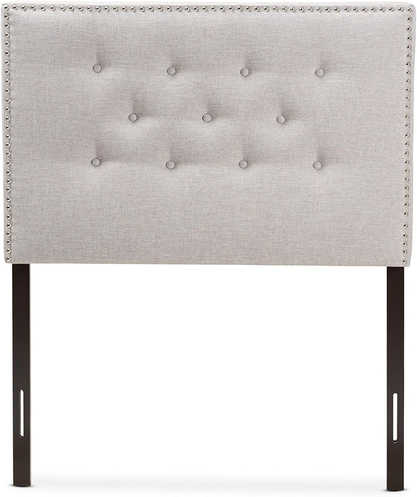 Modern Greyish Beige Twin Headboard - Windsor Upholstered Design