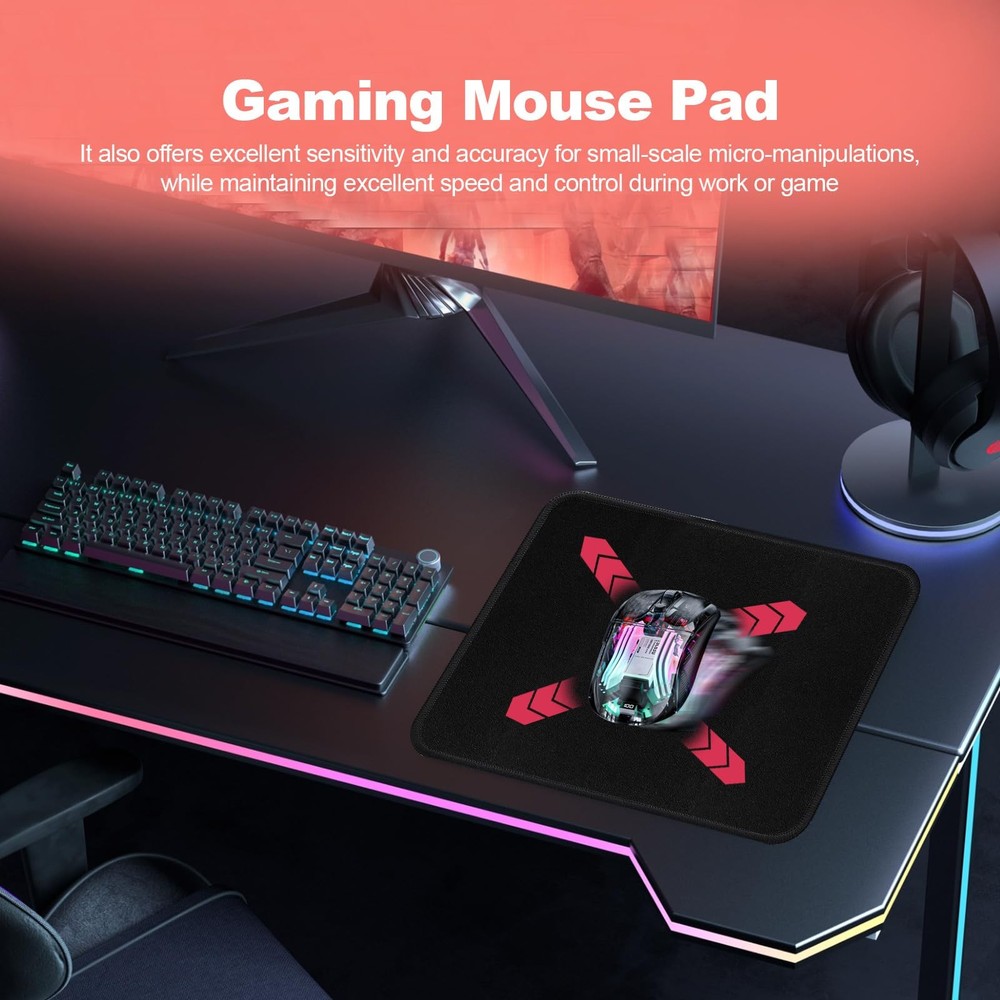 2 Pack Gaming Mouse Pad Computer Keyboard for 10.2L x 9.1W inches, Black