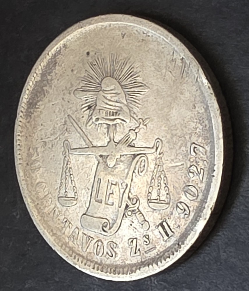 •1871•MEXICO•50 CENTAVOS•SILVER COIN•