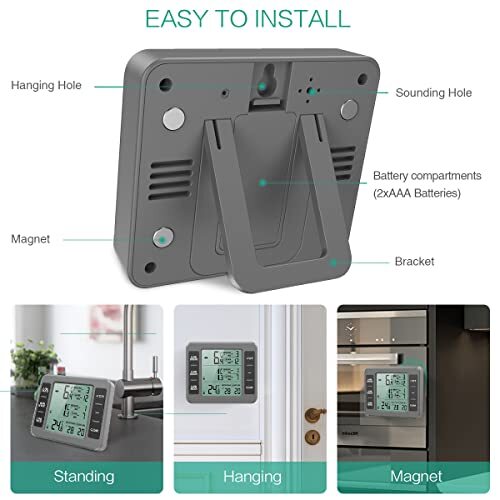 Refrigerator Thermometer, (New Version) Wireless Digital Freezer Thermometer,...
