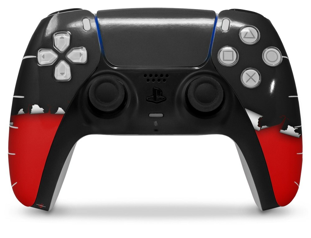 Skin Sony PS5 Controller Ripped Colors Black Red