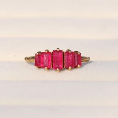 Natural Ruby Gemstone Ring, 925 Sterling Silver, 14k Gold Plated Women Ring