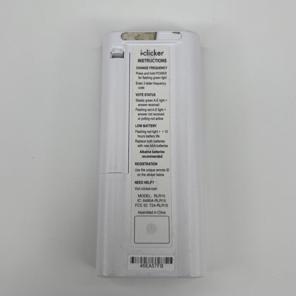 iClicker Plus RLR15 White Wireless Classroom Response System Remote Control