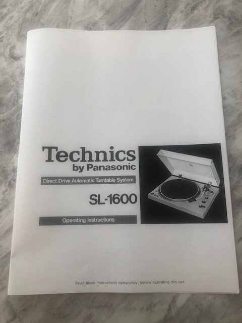 Technics SL 1600 Turn Table Operating Instructions