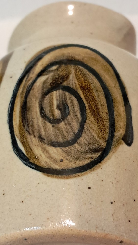 Vintage Handpainted Small Stoneware Pitcher With Handle