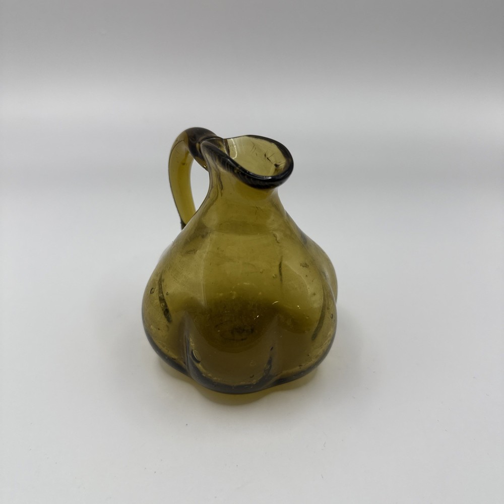 Small Amber Hand Blown Pitcher