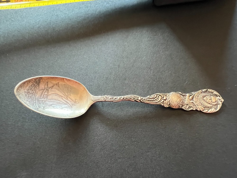 Christopher Columbus Sterling Silver Souvenir Spoon L.S.M. Co