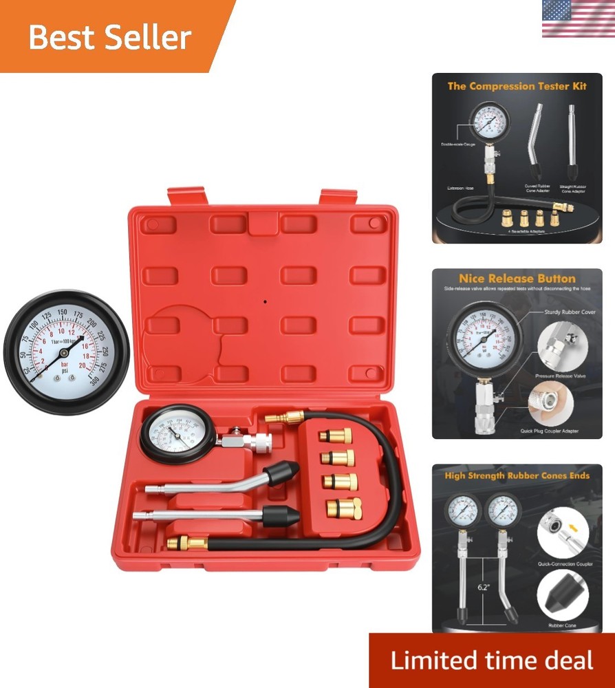 Comprehensive HW0130 8-Piece Engine Compression Gauge - Dual Scale Precision