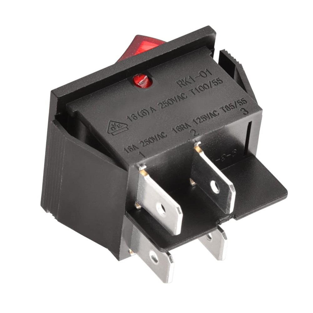 Heschen Rocker Switch ON-Off DPST 4 Terminals Red Light 16A 2 Piece,