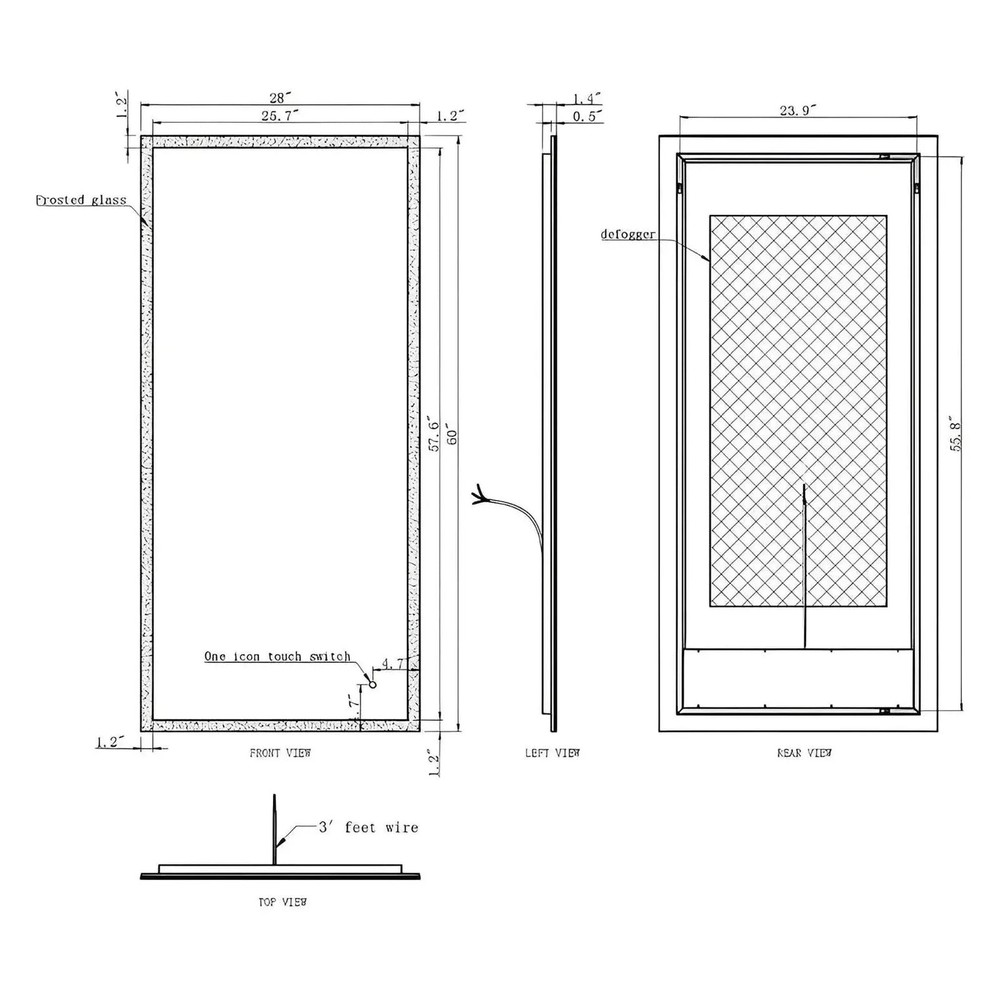 ORION LED ILLUMINATED VANITY RECTANGLE MIRROR - 60 x 28