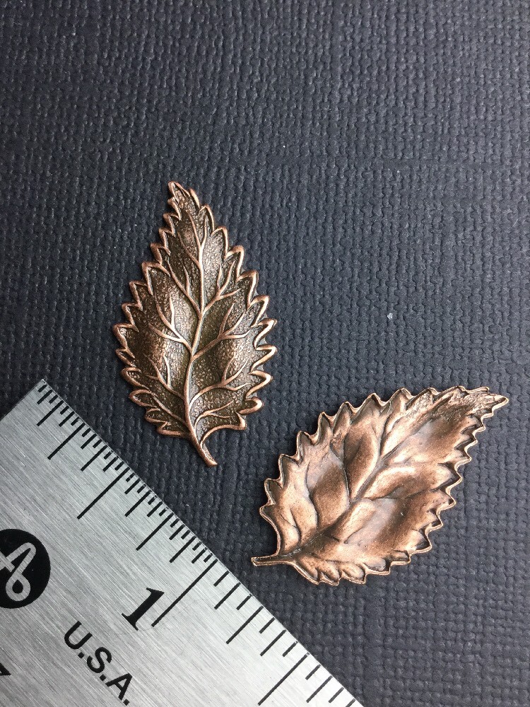 32645 - 2 Pc. Single Leaf Jewelry Finding Copper Oxidized