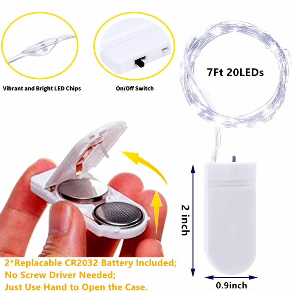 2Pack Cool White Christmas Lights Battery Operated String Lights