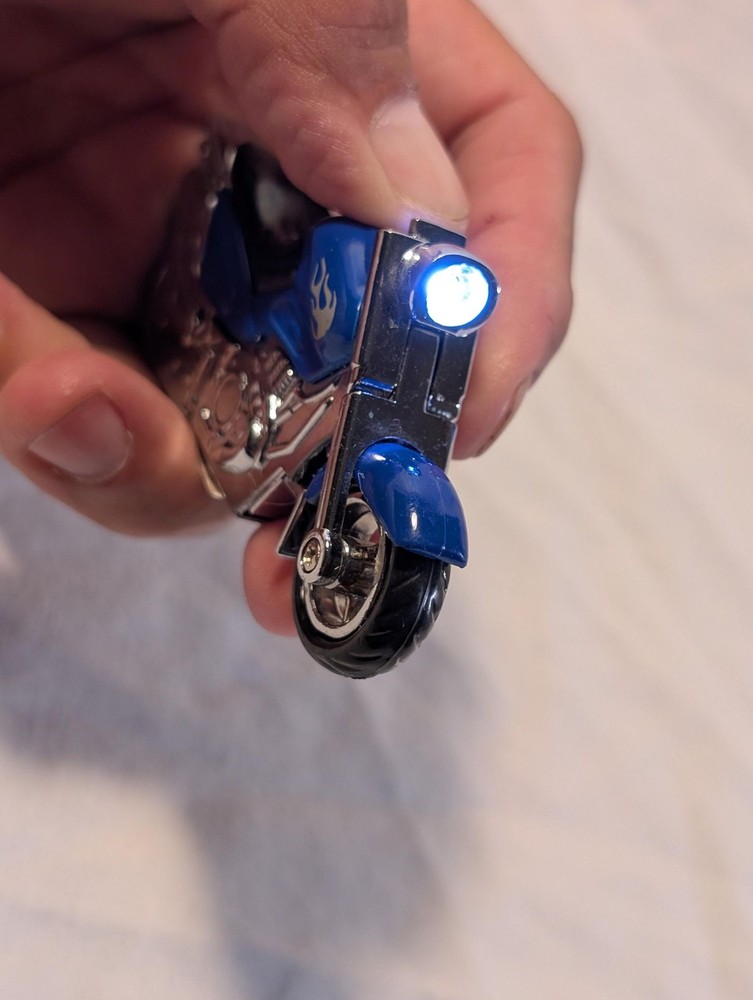 Vintage Blue Motorcycle Pocket Cigarette Cool Lighter with light!