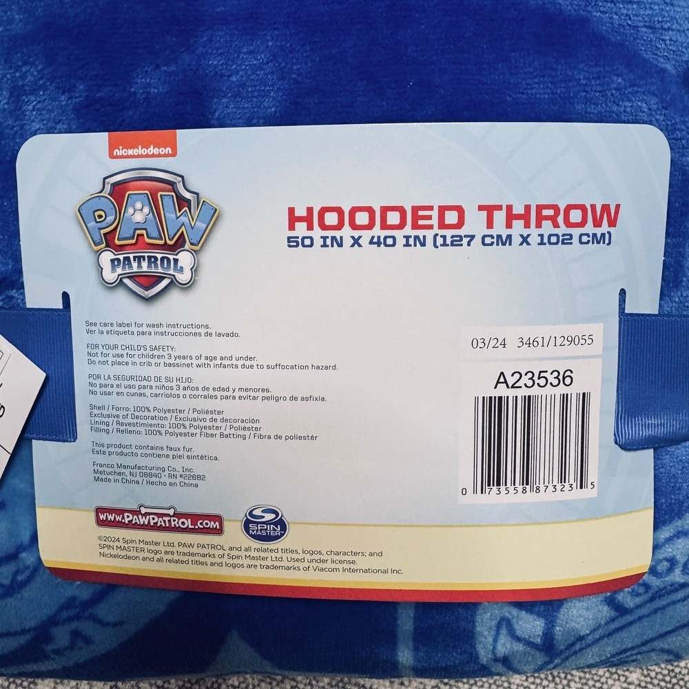 Paw Patrol Hooded Throw