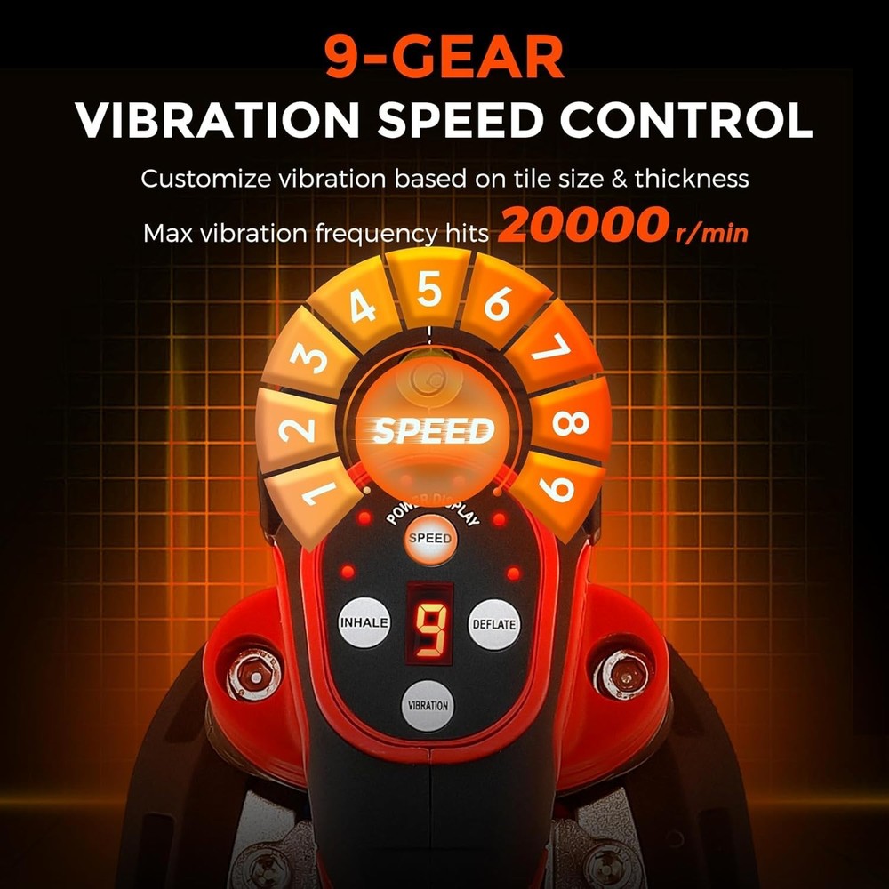 Tile Vibration Tool, 9-Speed Handheld Tiling Leveling Machine with Suction cup