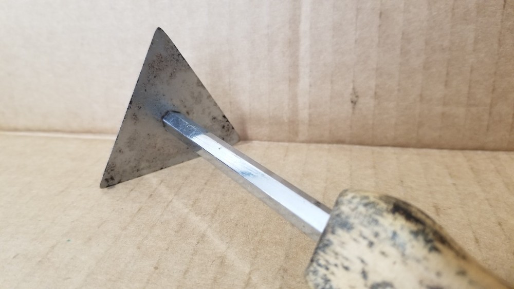 Vintage Red Devil Triangle Blade Wood Handle Paint Scraper Tool VGC