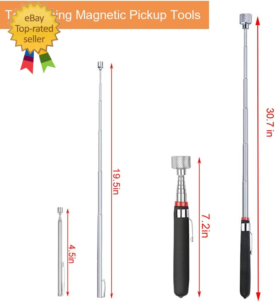 3 Pack Telescoping Magnet Pick-Up Tool Set - Retrieving Telescoping Magnet Picku