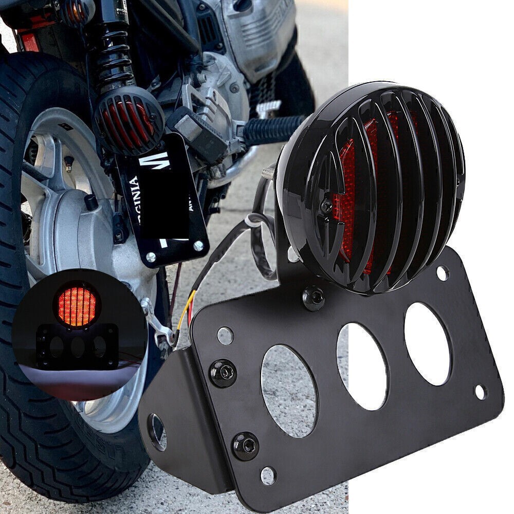 Side Mount LED Tail Light Bracket For Harley Bobber License Plate With Bracket