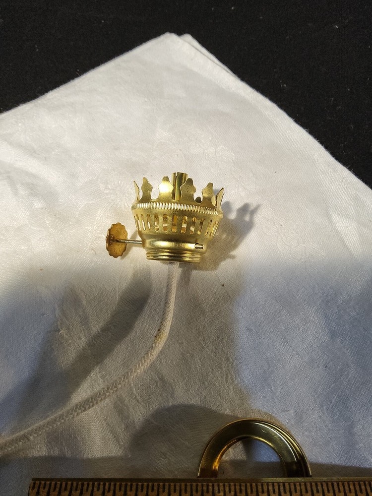 NOS Solid Brass Miniature Burner Screw on Collar With New Round Wick