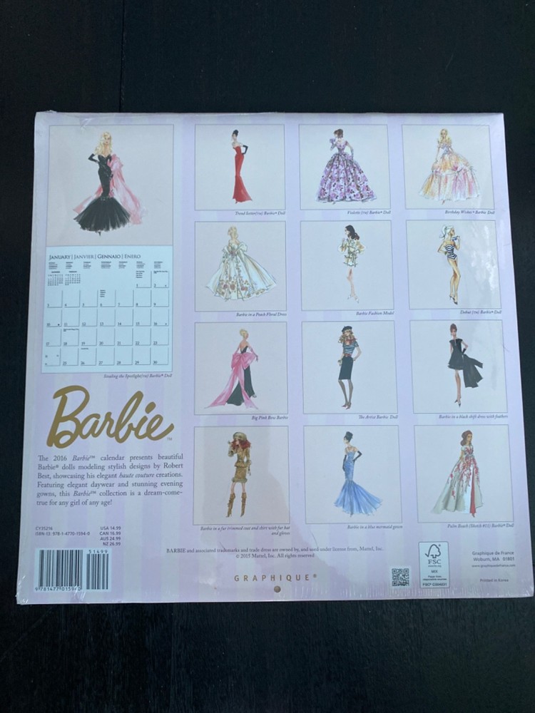 Barbie Robert Best 2016 Wall Calender