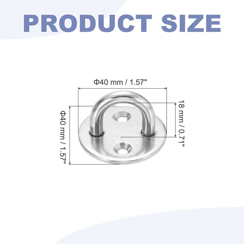 2Pcs M6 Eyelet Bracket Set Circular Hook Plate and Hook, Silver