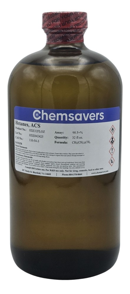 Hexanes, ACS, 98.5+%, 32 fl oz.