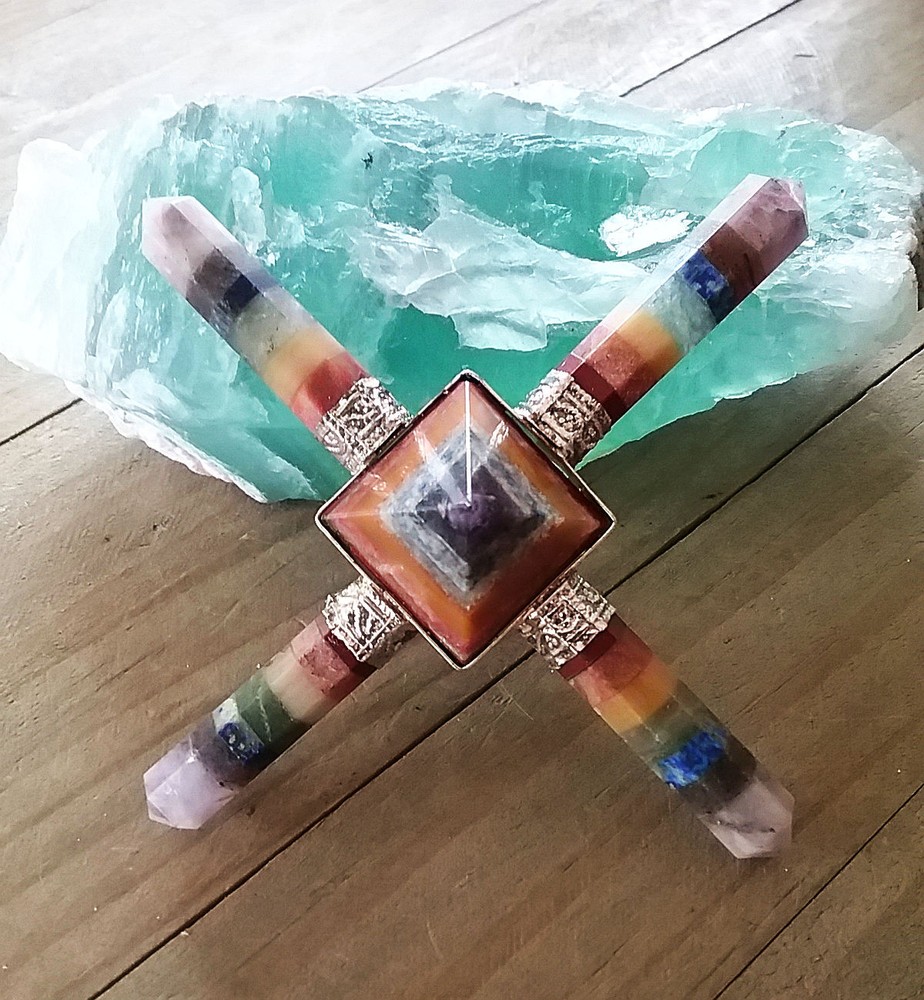 CHAKRA PYRAMID, LARGE 7 LAYER CHAKRA PYRAMID ENERGY GENERATOR, 7 CHAKRA PYRAMID