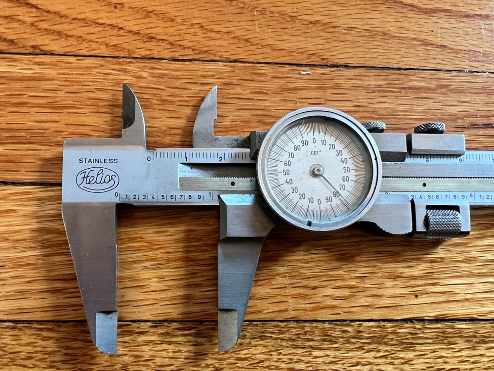 Helios Caliper Vintage Stainless - Tested & Working w/ Case