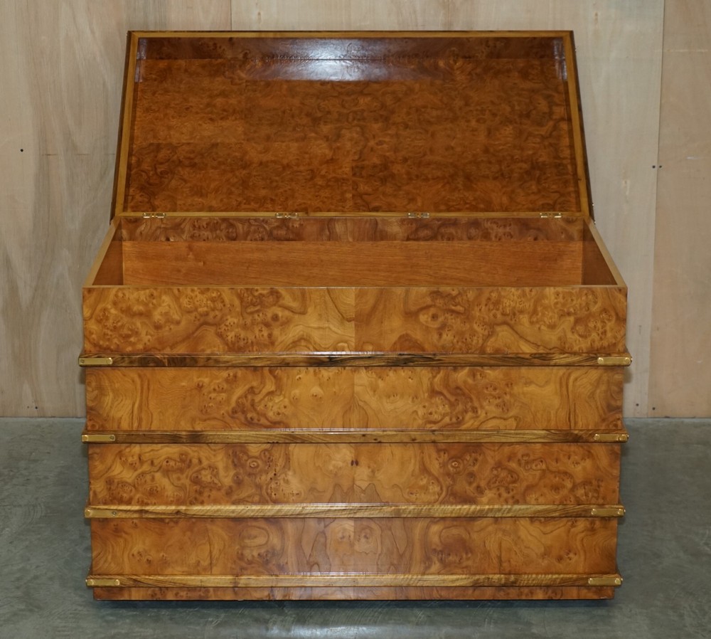 EXTRA LARGE BURR WALNUT SOLID CHEST TRUNK WITH HIDDEN BOTTOM STORAGE MUST SEE