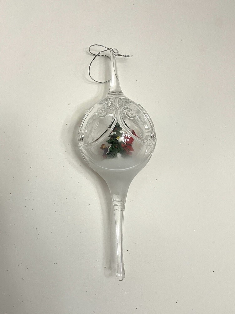 Santa and Child Decorating a Tree Egg Ornament