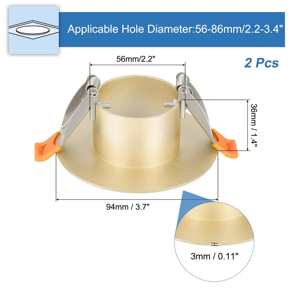 2Pack 3.7" Spring Ceiling Cover Plate for 2.2-3.4" Round Hole, Golden